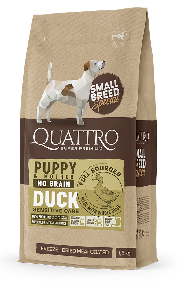 Quattro No Grain Duck Puppy с патешко месо 1.5 кг